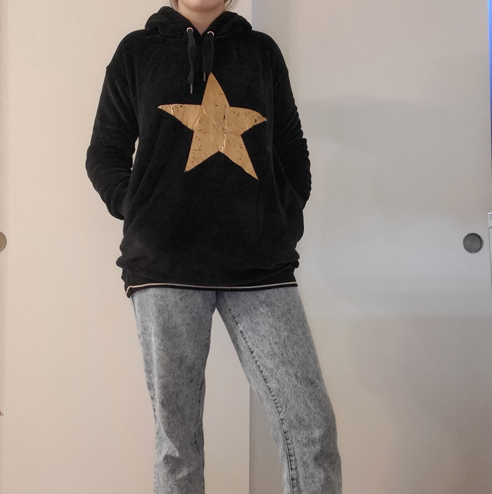 black velvet gold star hoodie